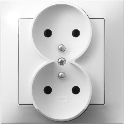 Ospel Gniazdo Impresja podwójne z uziemieniem białe (GP-2YZ/00)