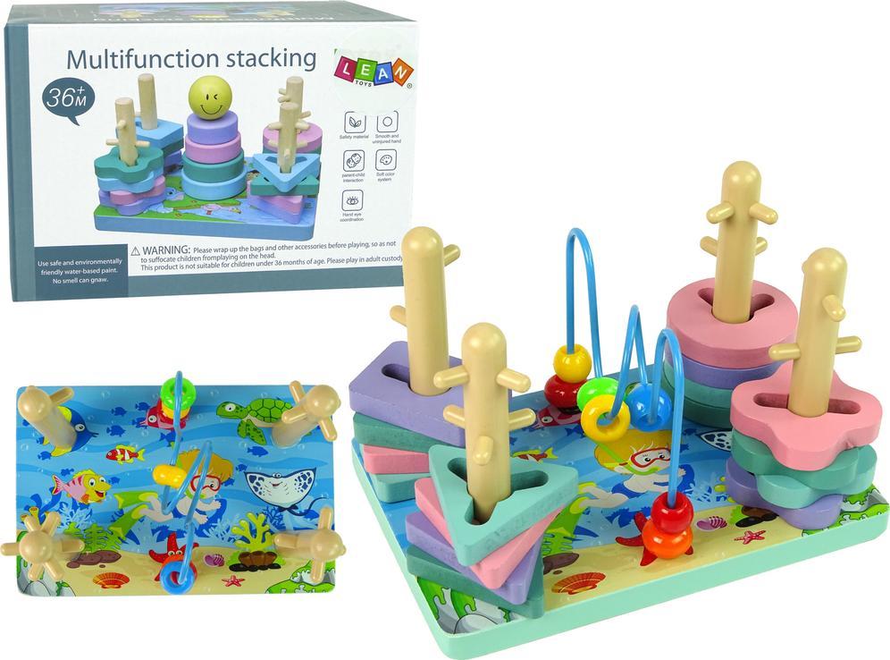Lean Sport Drewniane Klocki Sorter Morski Świat Koraliki Edukacyjne