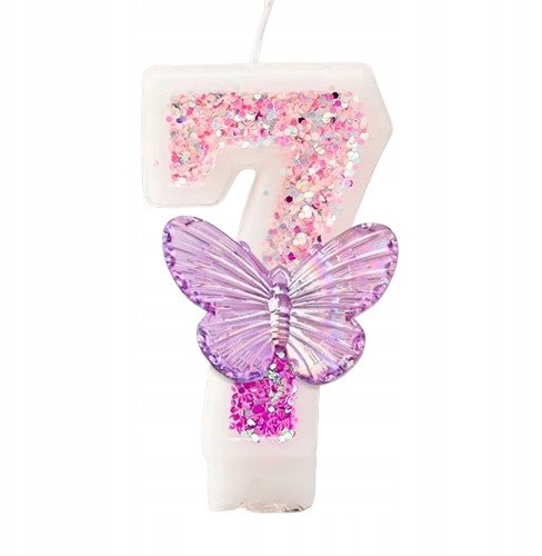 Świeczka Urodzinowa Na Tort / MOTYLEK / Świeczki na Urodziny / CYFRA 7
