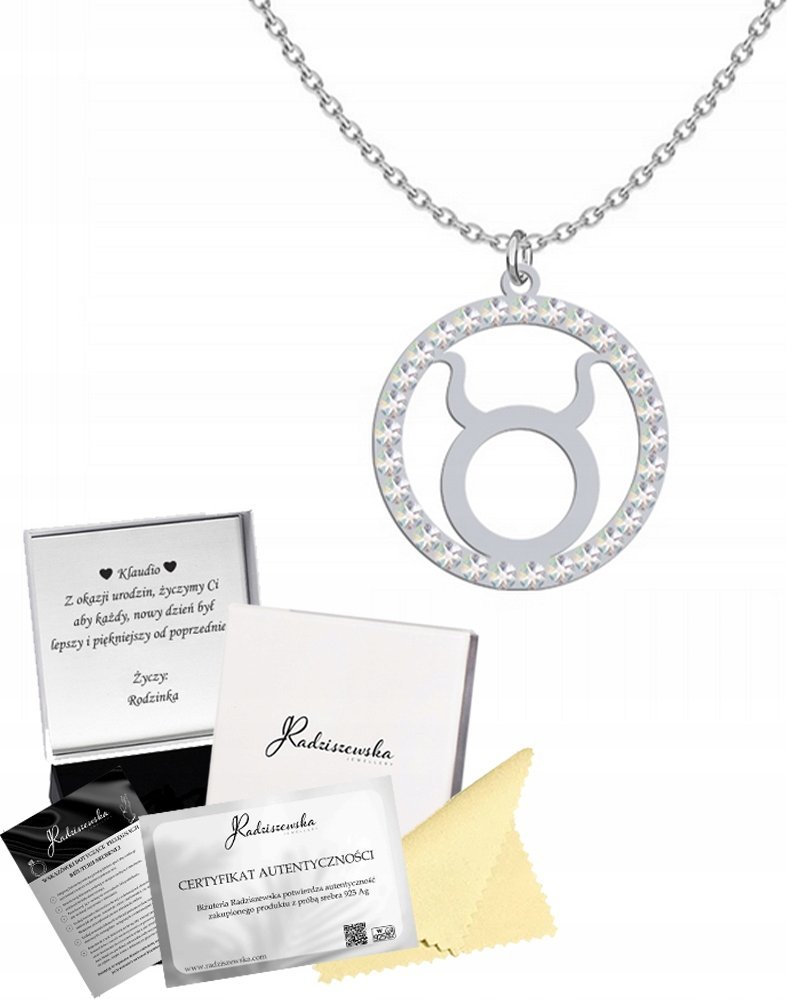 Radziszewska Jewellery Naszyjnik Srebrny Zodiak Byk Znak Zodiaku Prezent 925 DEDYKACJA GRATIS