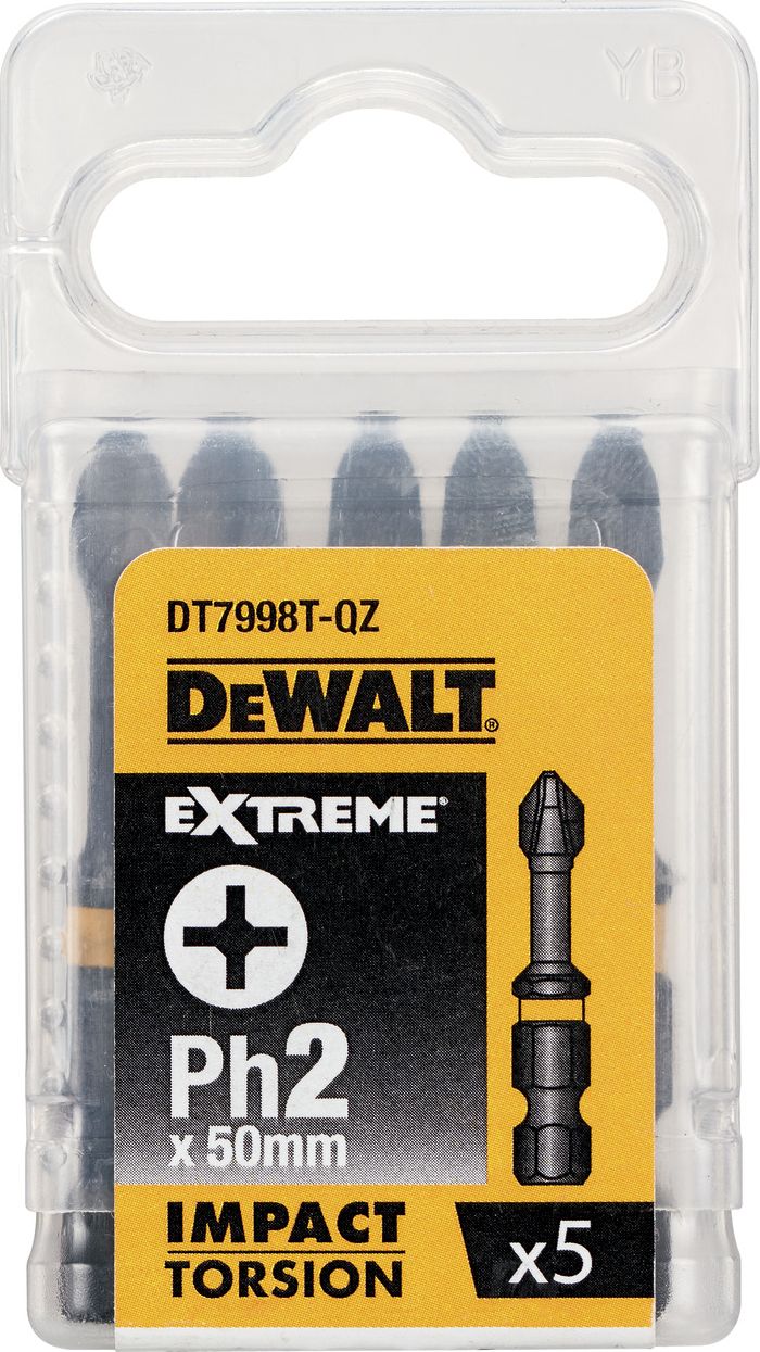 Dewalt Końcówki wkrętarskie udarowe Extreme Impact Torsion PH2x50mm 5szt. (DT7998T)