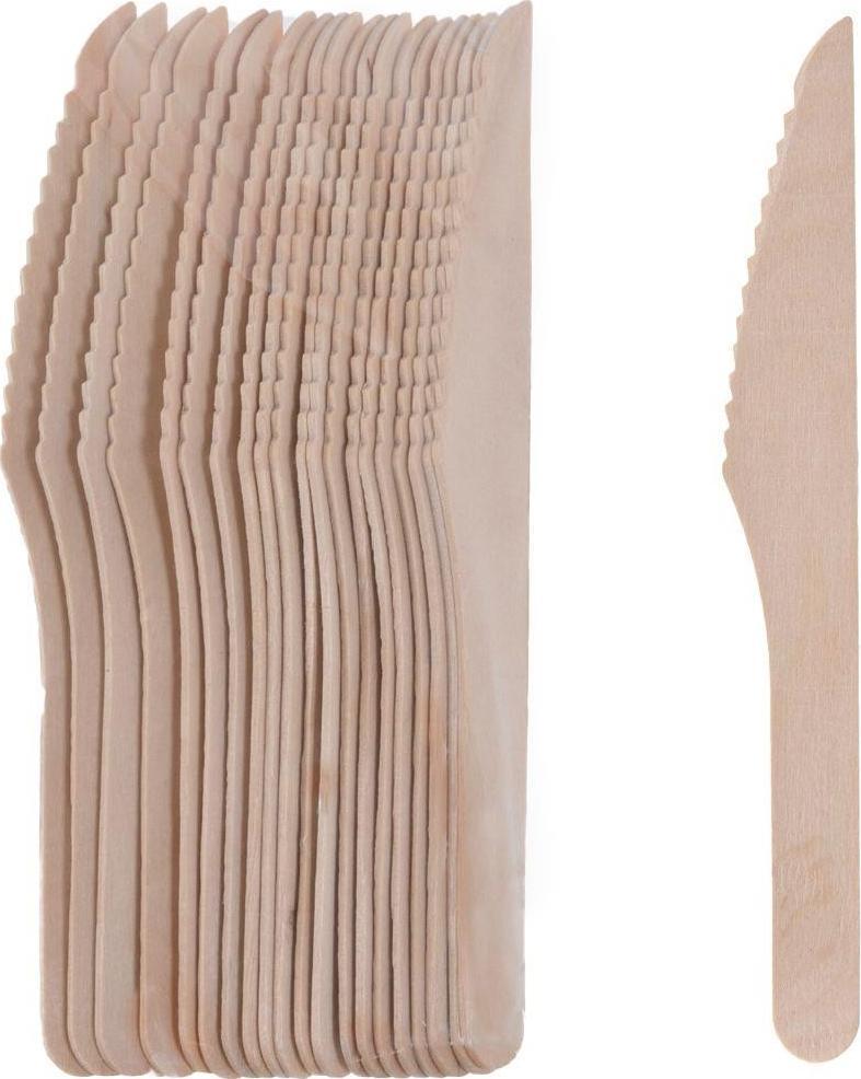 Vilde Noże drewniane, sztućce jednorazowe, piknikowe, 20 sztuk