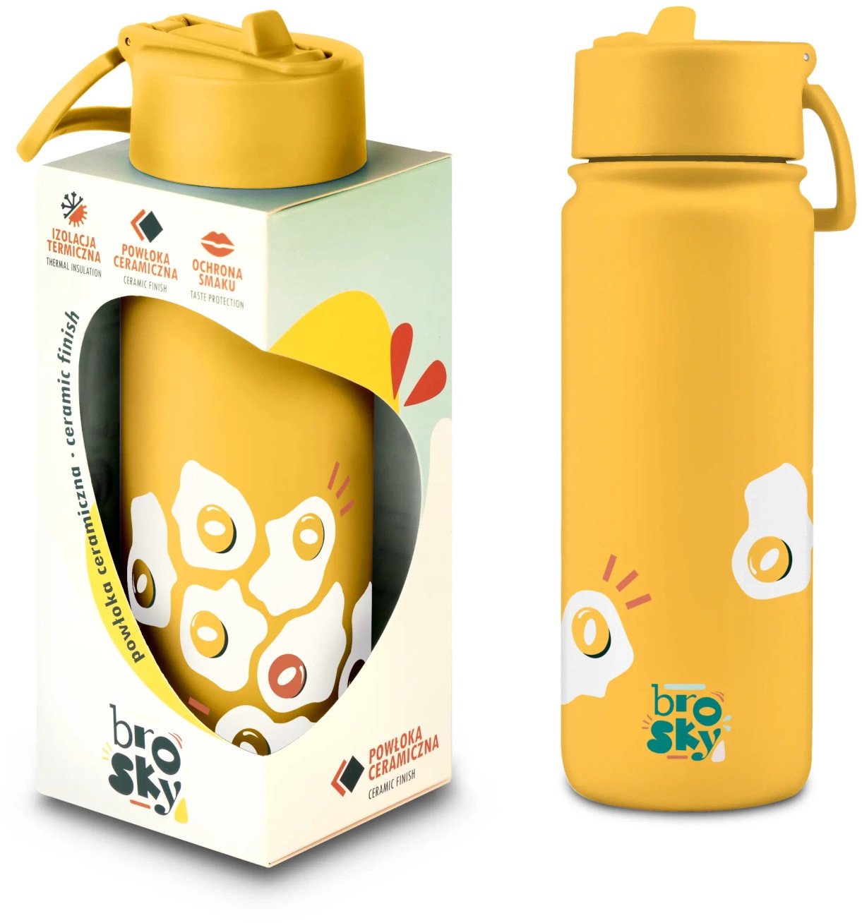 Brosky O. Żółty bidon na wodę ze słomką 550 ml