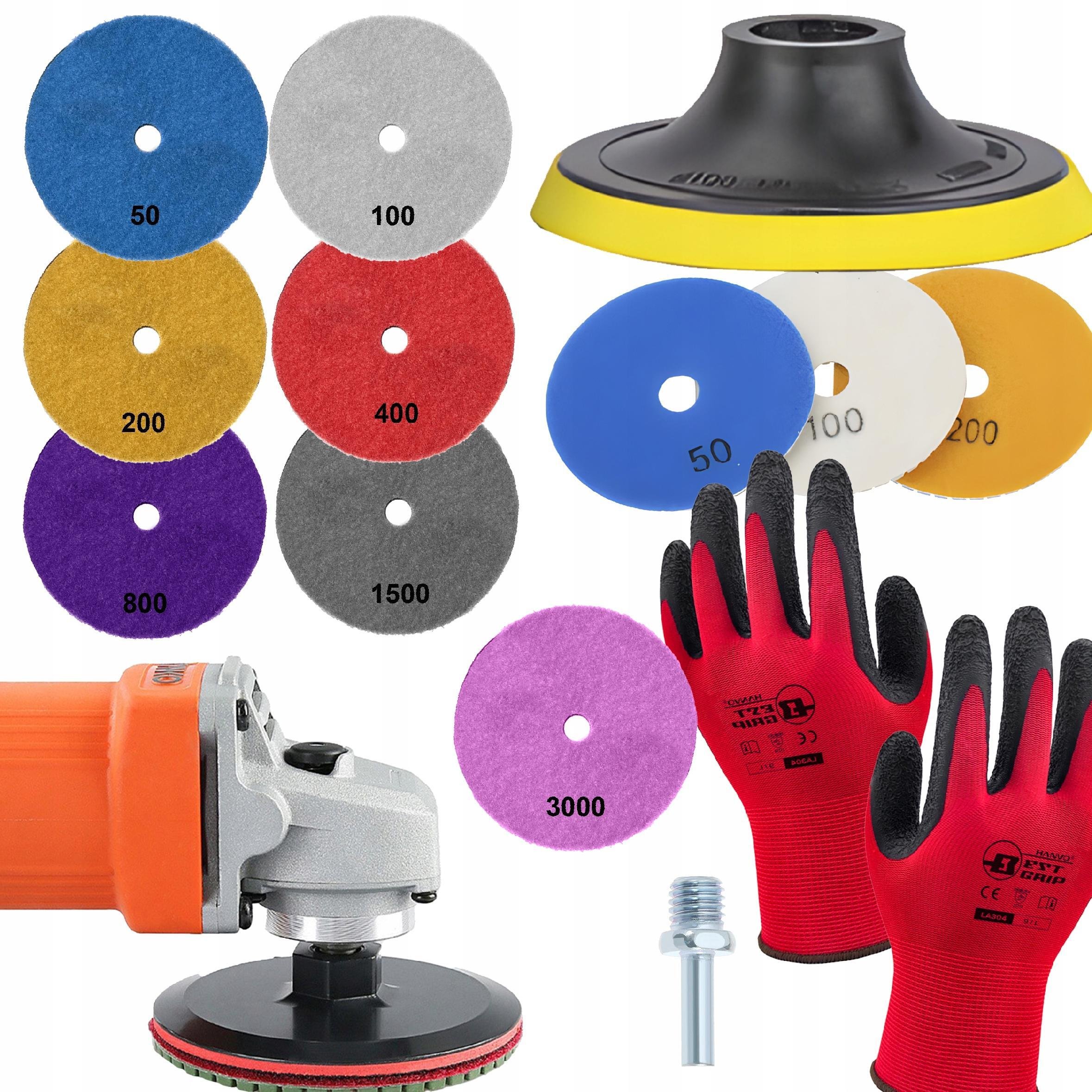 ZESTAW TARCZE DIAMENTOWE DO SZLIFOWANIA I POLEROWANIA PŁYTEK KRAWĘDZI GRESU