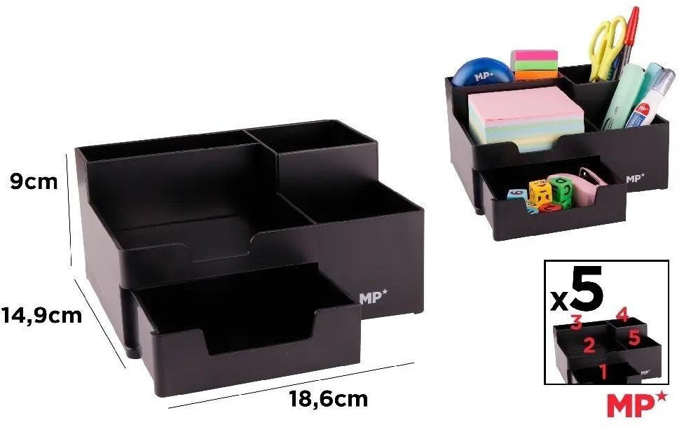 Organizer na biurko z szufladką czarny