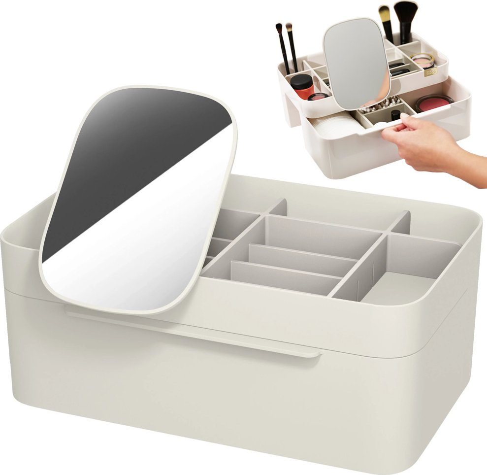 Verk Organizer na kosmetyki z szufladą i lusterkiem Organizer na kosmetyki z szufladą i lusterkiem