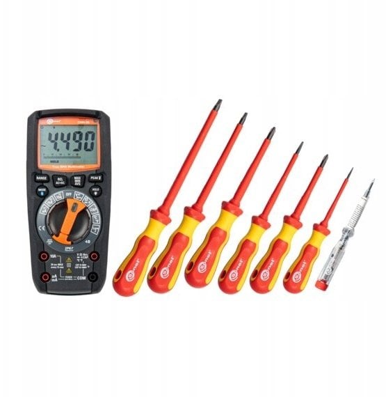 Zestaw narzędzi instalatora z wkrętakami i multimetrem CMM-30 WMGBWME11