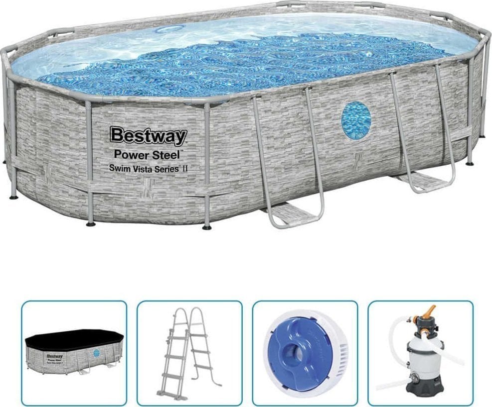 Bestway Basen Power Steel z akcesoriami, 488 x 305 x 107 cm!