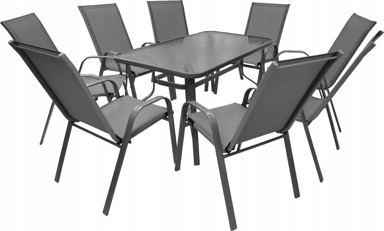 Zestaw mebli ogrodowych na taras stół 150x80 i krzesła dla 8 osób szary