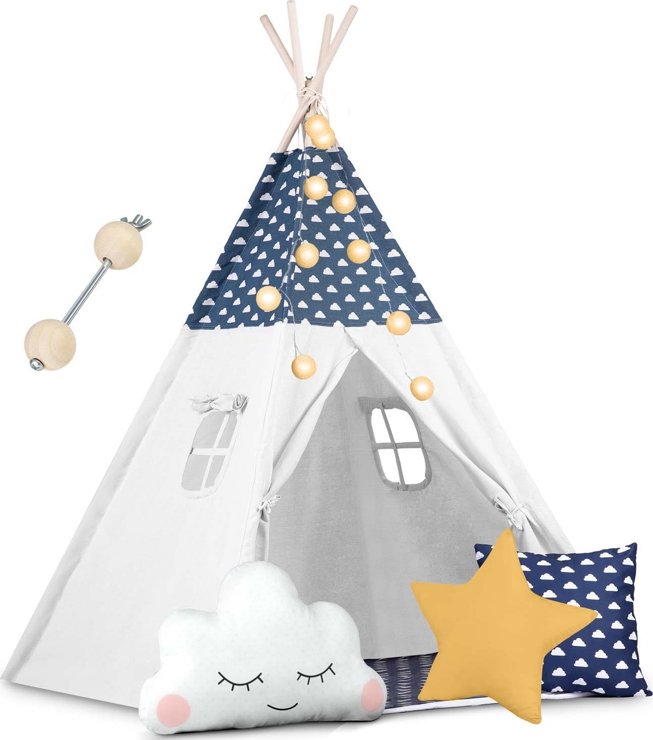 Namiot tipi dla dzieci ze światełkami Nukido - granatowy
