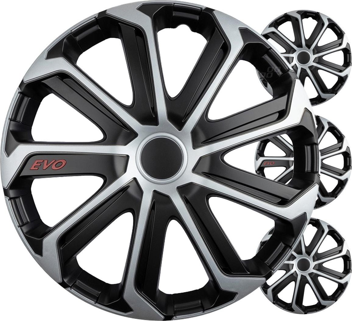 Kołpaki samochodowe 4szt. komplet evo czarno srebrne 16" cali color box