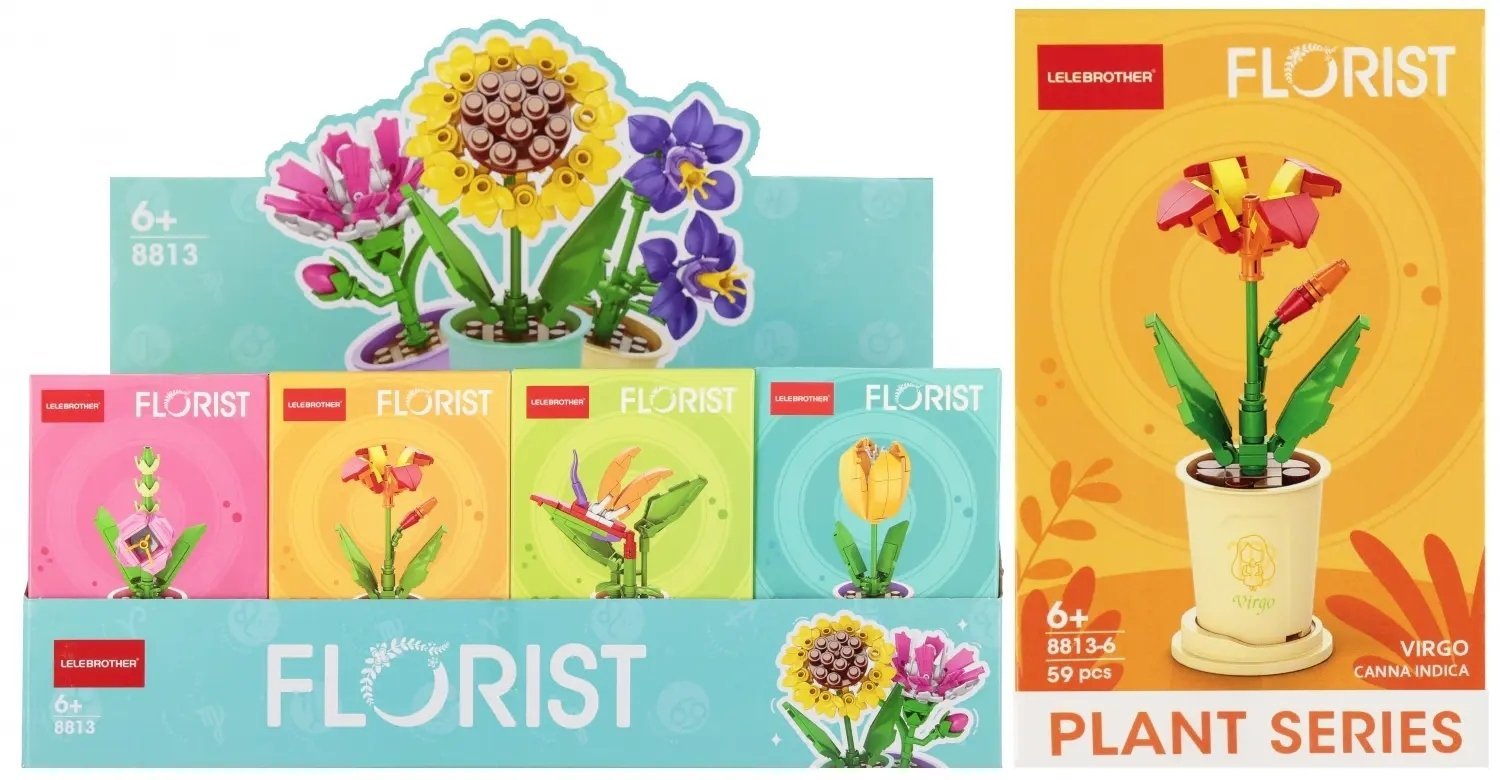 KLOCKI KONSTR KWIATY MIX 8X13X5 MC DISP 12/288