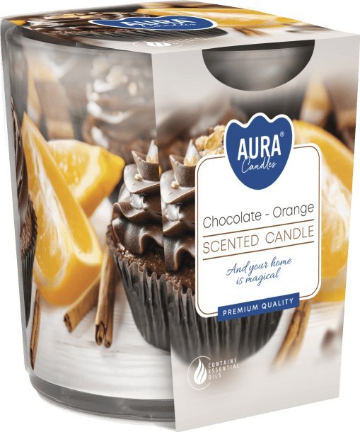 Bispol Świeca zapachowa Chocolate Orange w szkle z wzorem