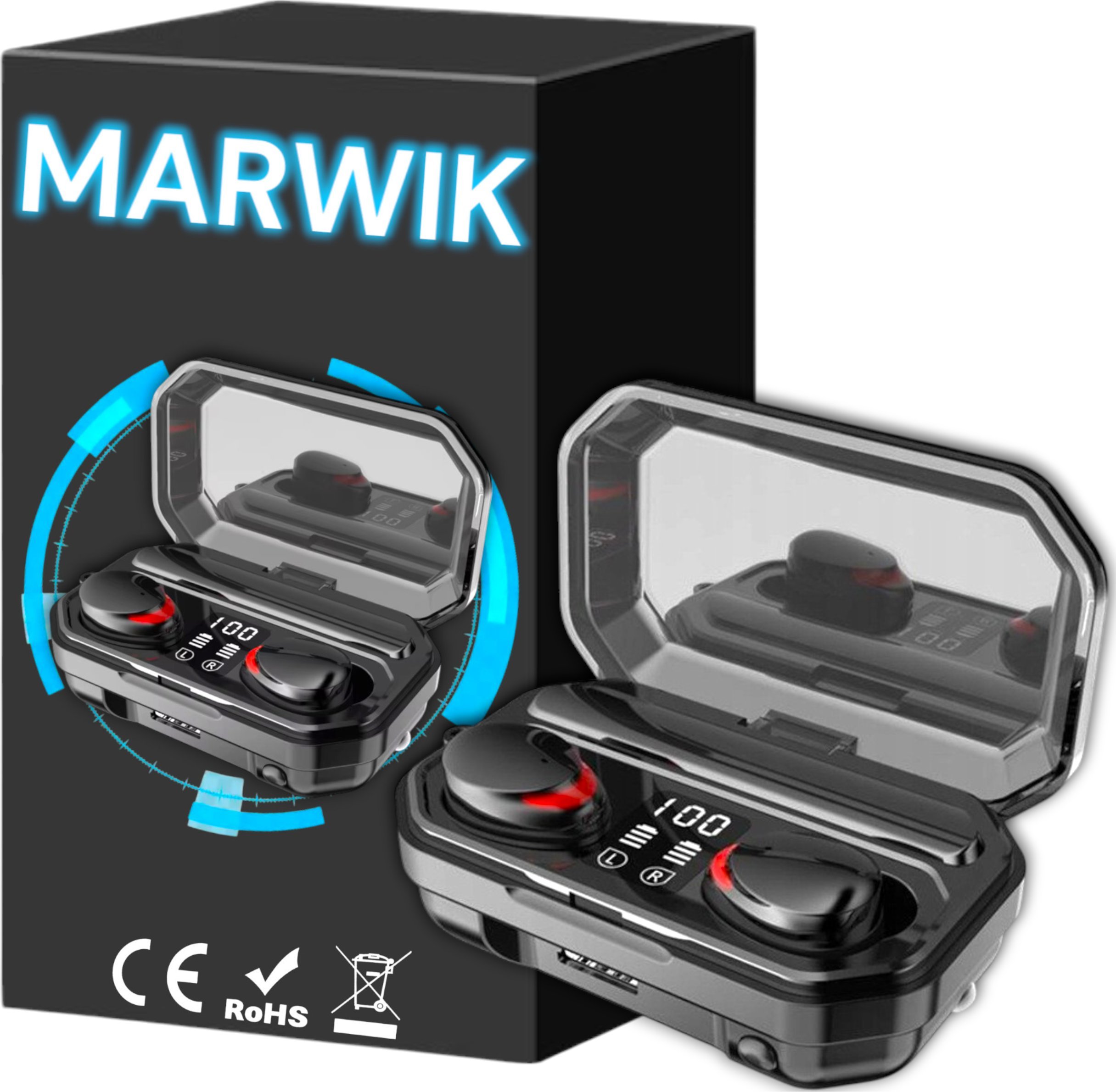 Słuchawki Bezprzewodowe Douszne Z Mikrofonem TWS z Latarką Powerbankiem M15