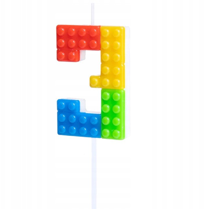 Świeczka Urodzinowa Na Tort / KLOCKI / Świeczki na Urodziny / CYFRA 3