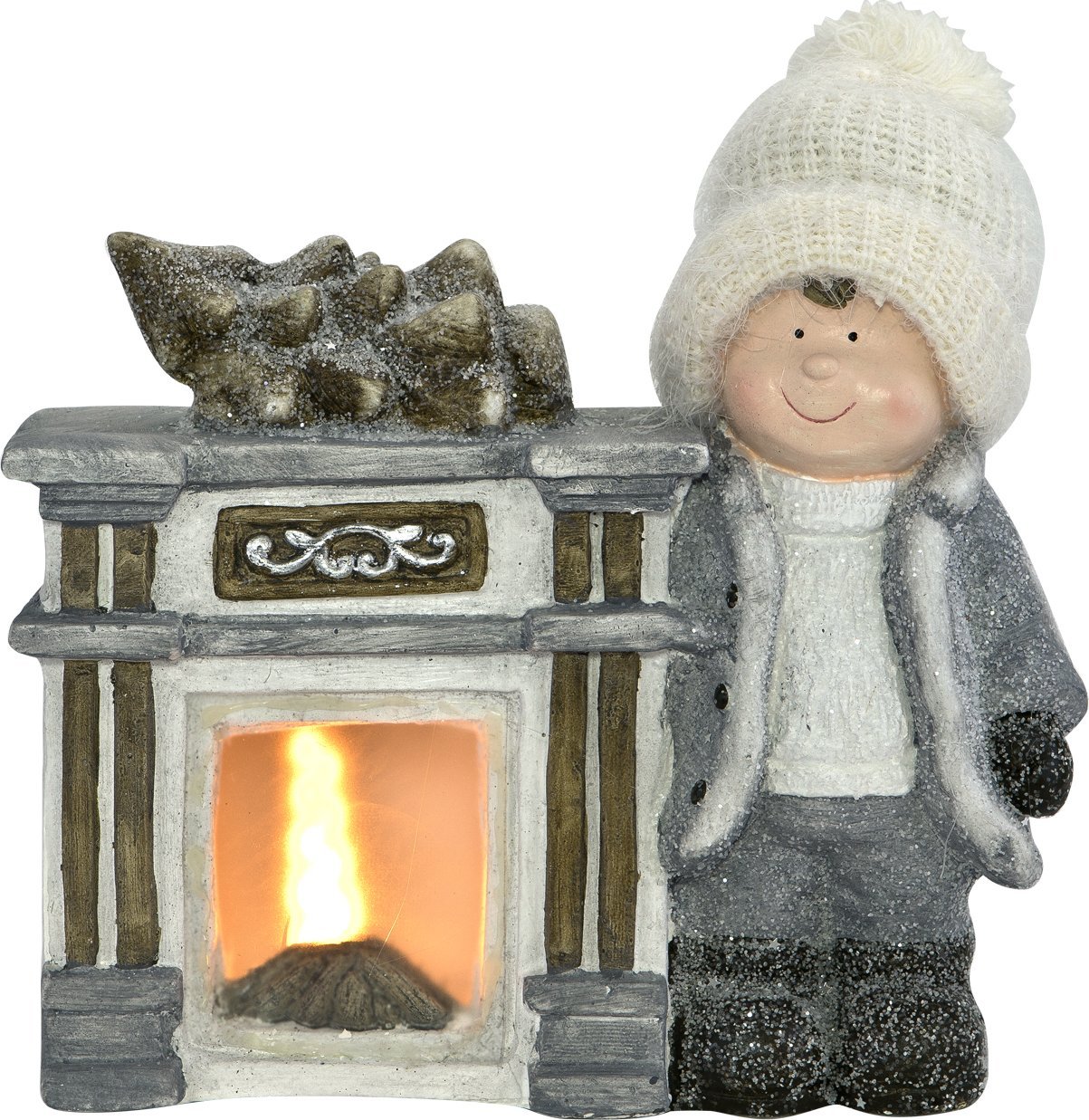 Art-Pol Figurka ozdobna Kominek Chłopiec świecący LED H35 cm