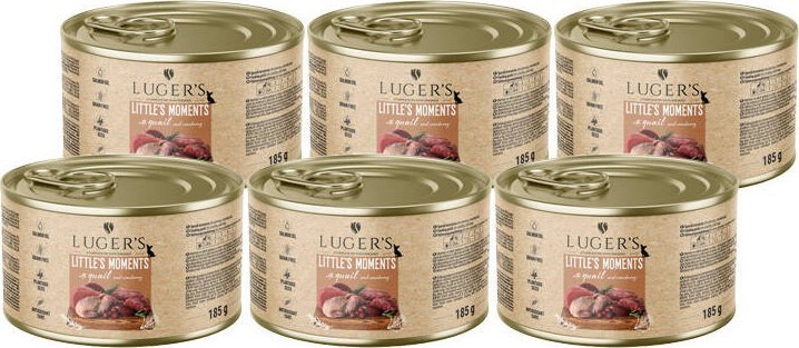 Karma mokra dla psów małych ras Luger's Little's Moments z przepiórką i żurawiną zestaw 6 x 185 g