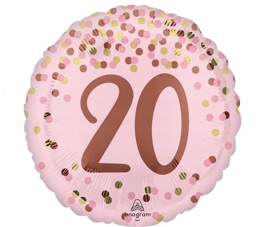 Balon foliowy Pretty pink 20th Birthday 46cm