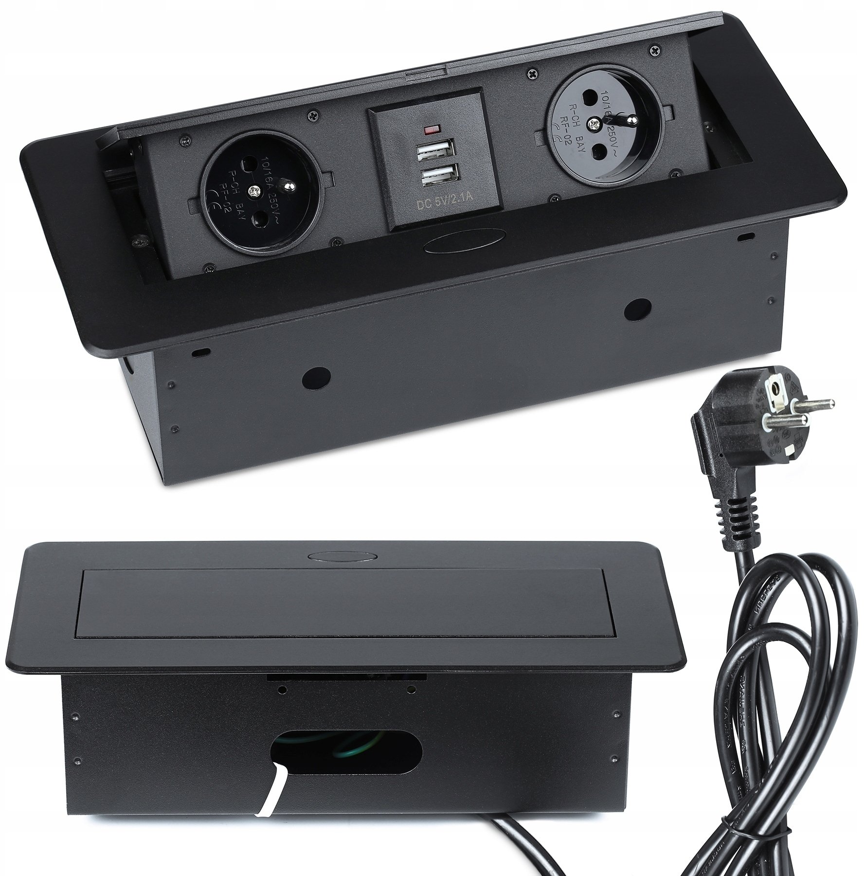 Interlook Gniazdo, Listwa Elektryczne, USB blatowe czarny
