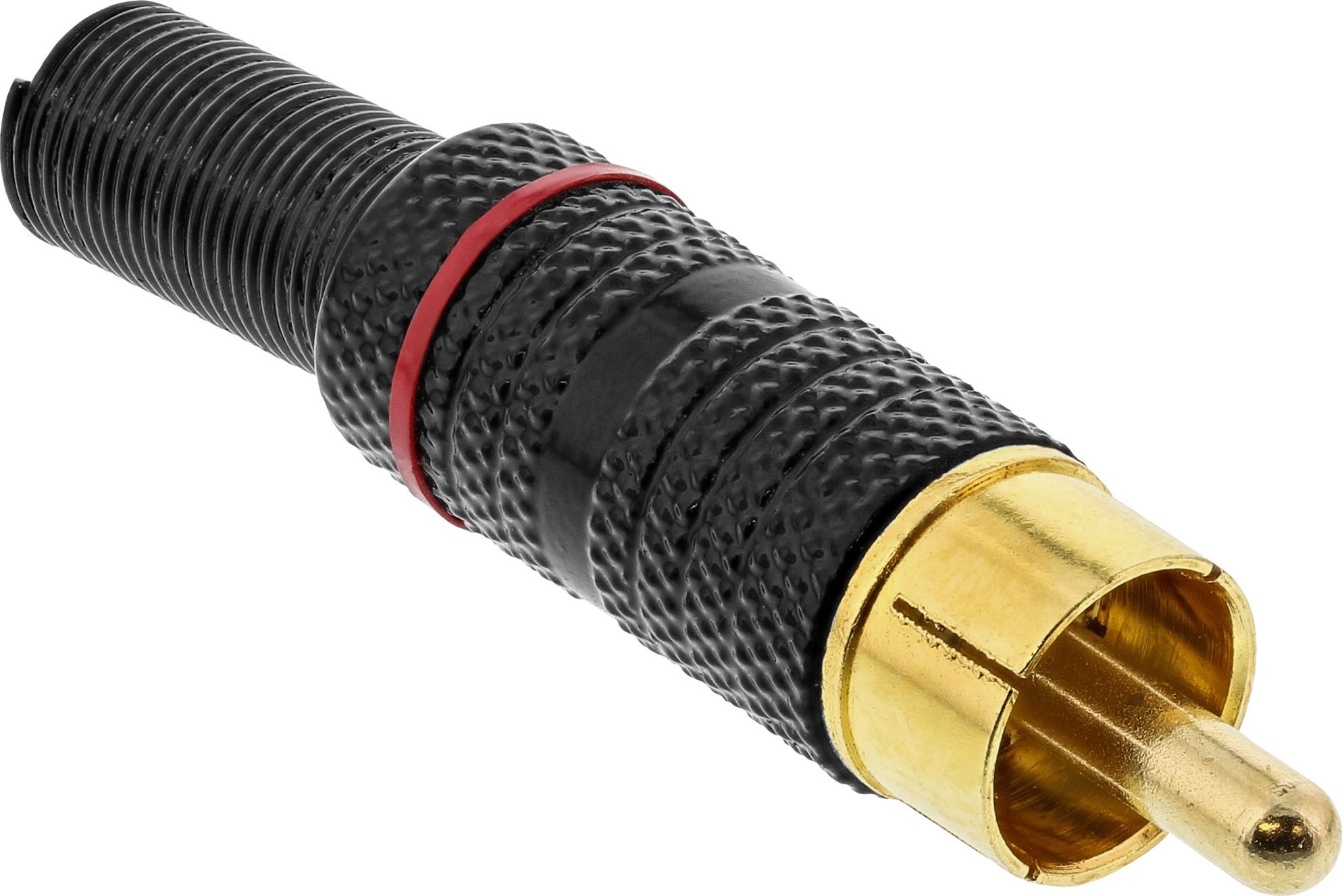 InLine InLine® RCA metal male plug for soldering, black, red ring, for 6mm cable