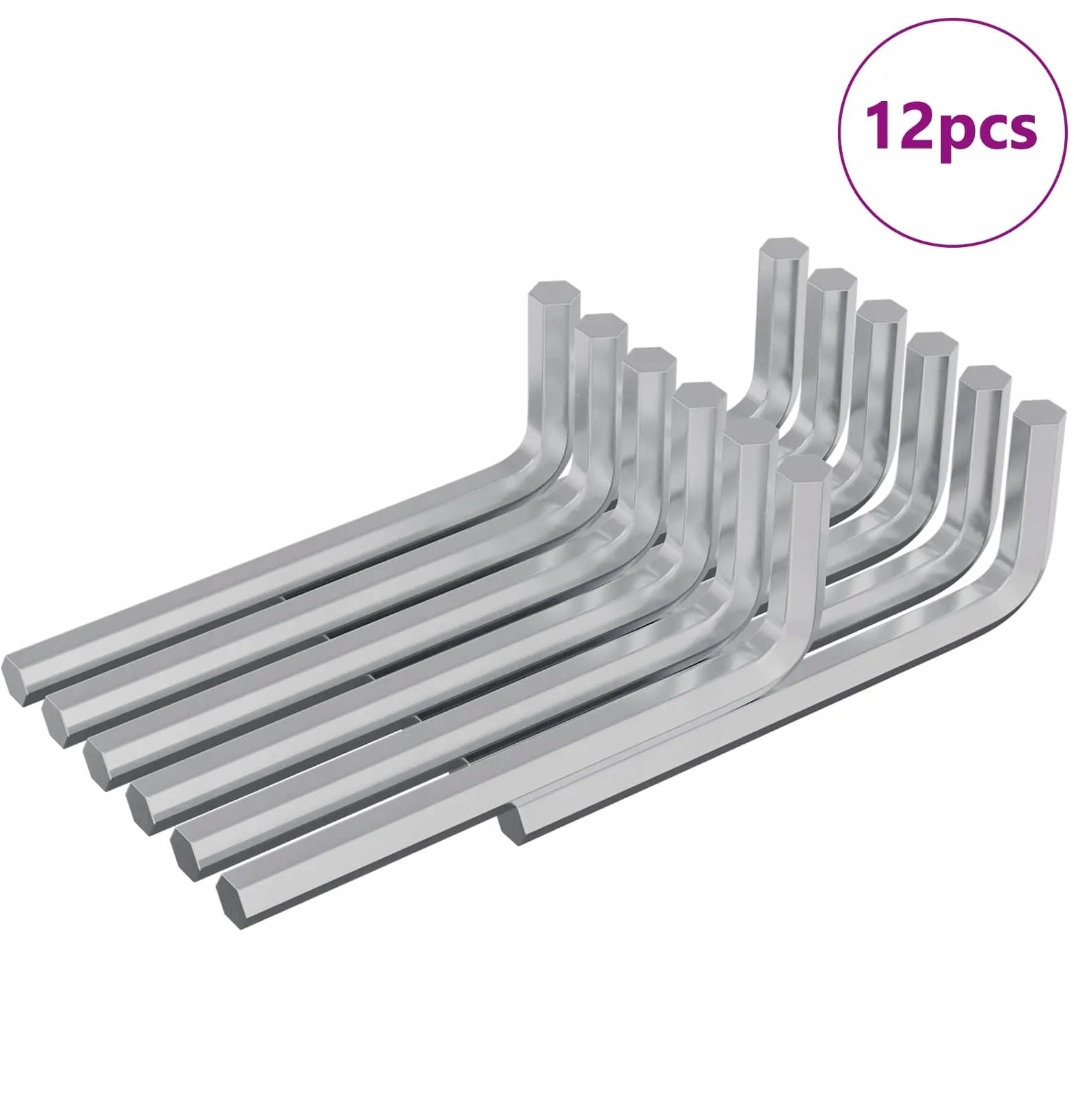 vidaXL Klucz Szesnastokątny 12 pcs Srebrny 32 x 86 mm Stal