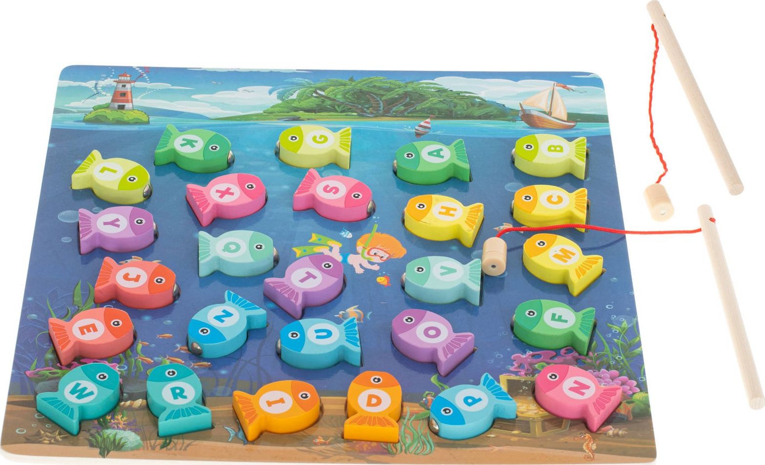KIK Puzzle drewiane magnetyczne łowienie rybek literki