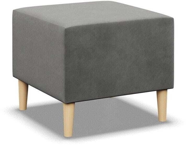 Pufa, podnóżek, MILO, velvet, 51x51x40 cm, jasny szary