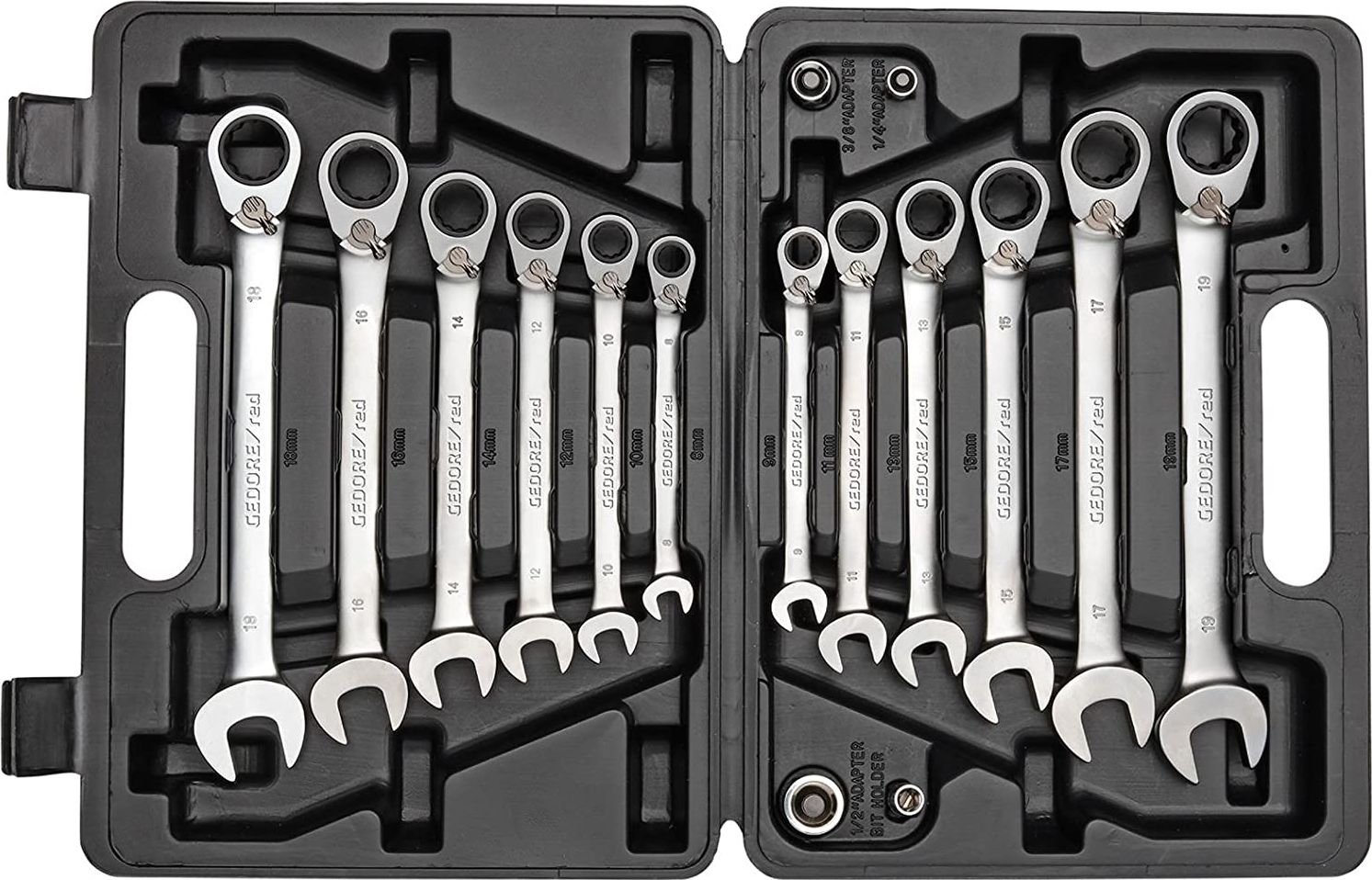 Gedore Gedore Red ring ratchet open ended spanner set, 16-piece, wrench (chrome, SW 8 - 19mm)