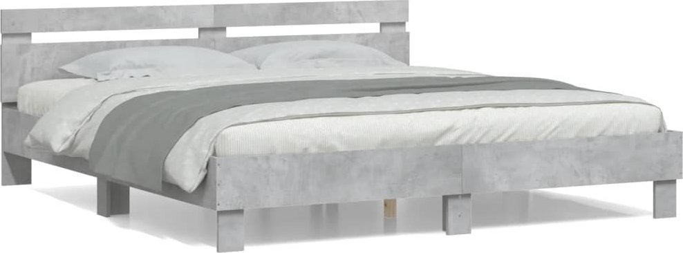 vidaXL vidaXL Rama łóżka z wezgłowiem, szarość betonu, 160x200 cm