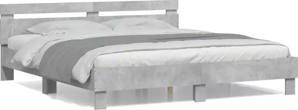 vidaXL vidaXL Rama łóżka z wezgłowiem, szarość betonu, 160x200 cm