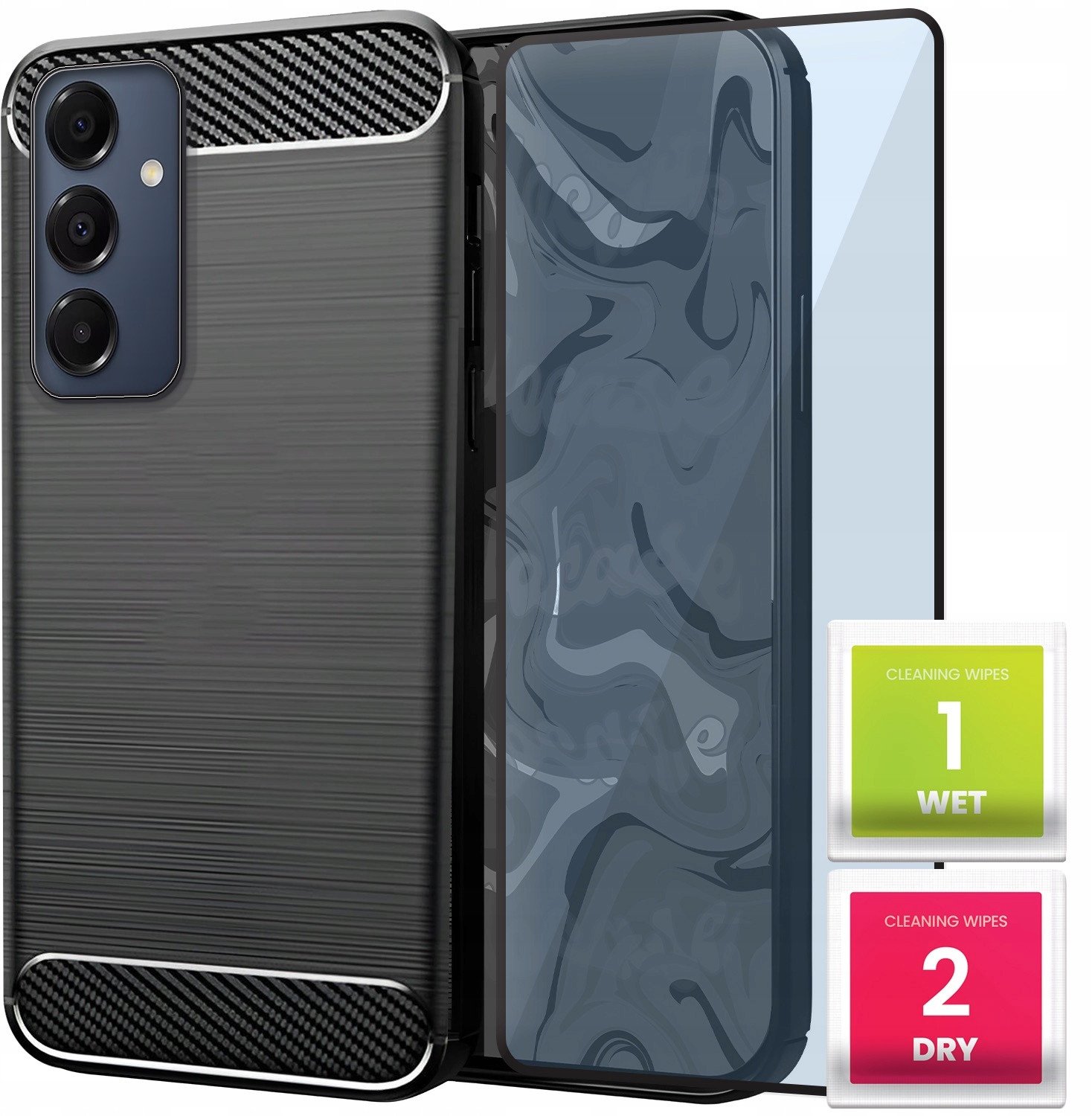 Etui do Samsung Galaxy A16 5G (Czarne, Pancerne, Karbon, Pokrowiec) Szkło