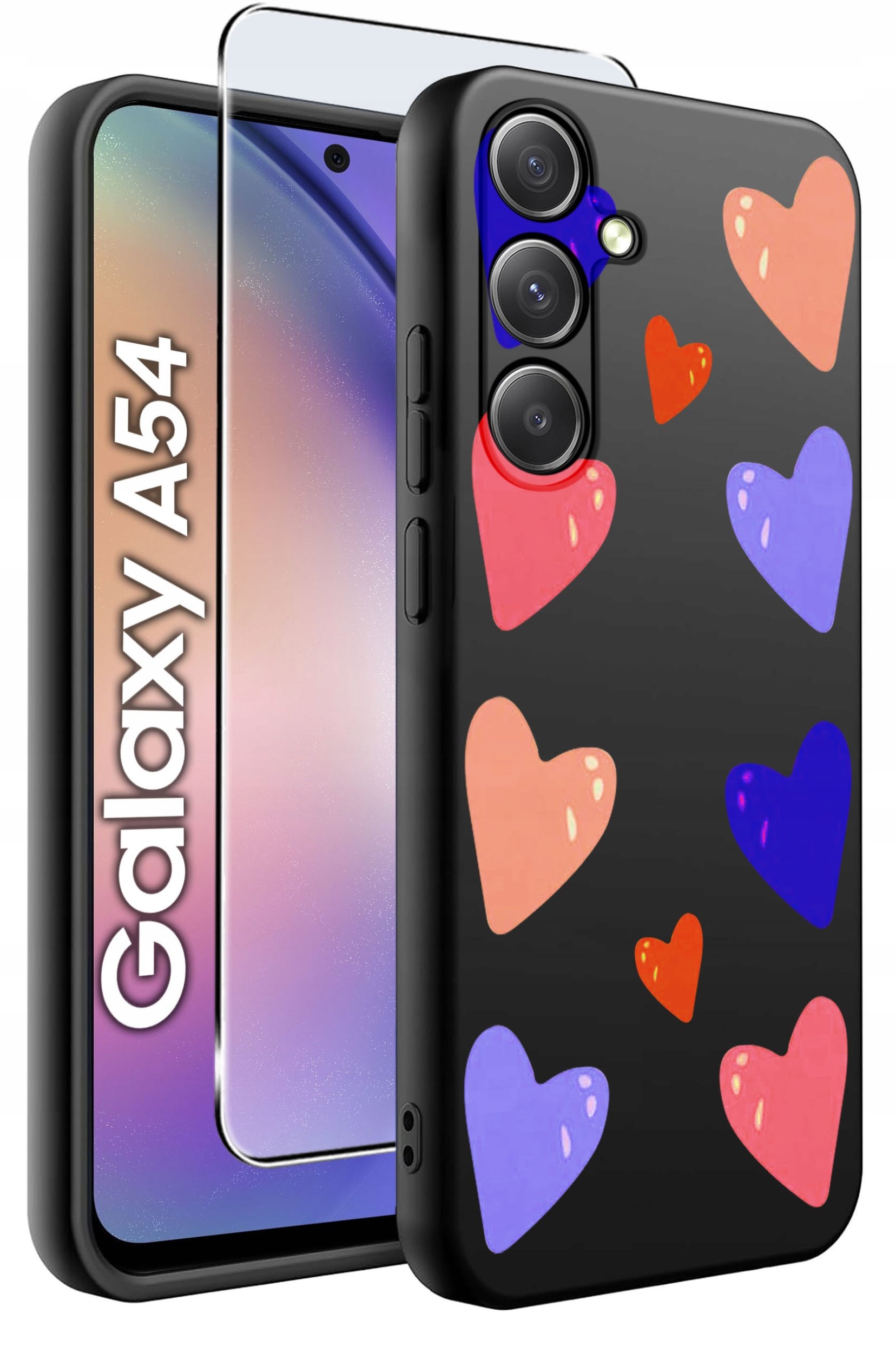 ETUI do Samsung A54 5G WZORY | SILIKONOWE MATT CASE + SZKŁO 9H