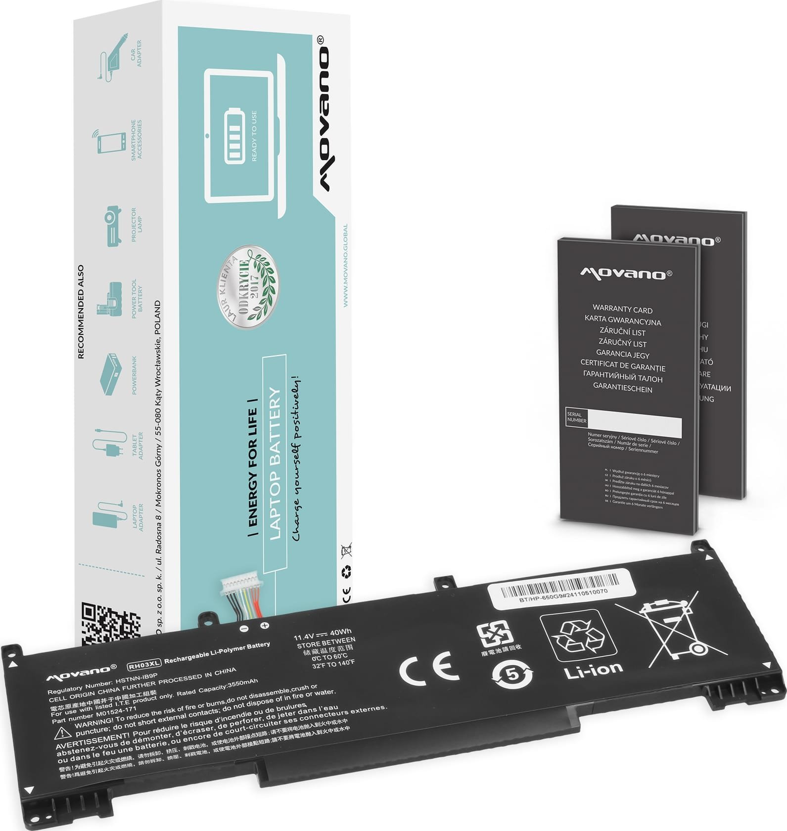 Bateria Movano do HP EliteBook 430 G8, 630 G9, 650 G9