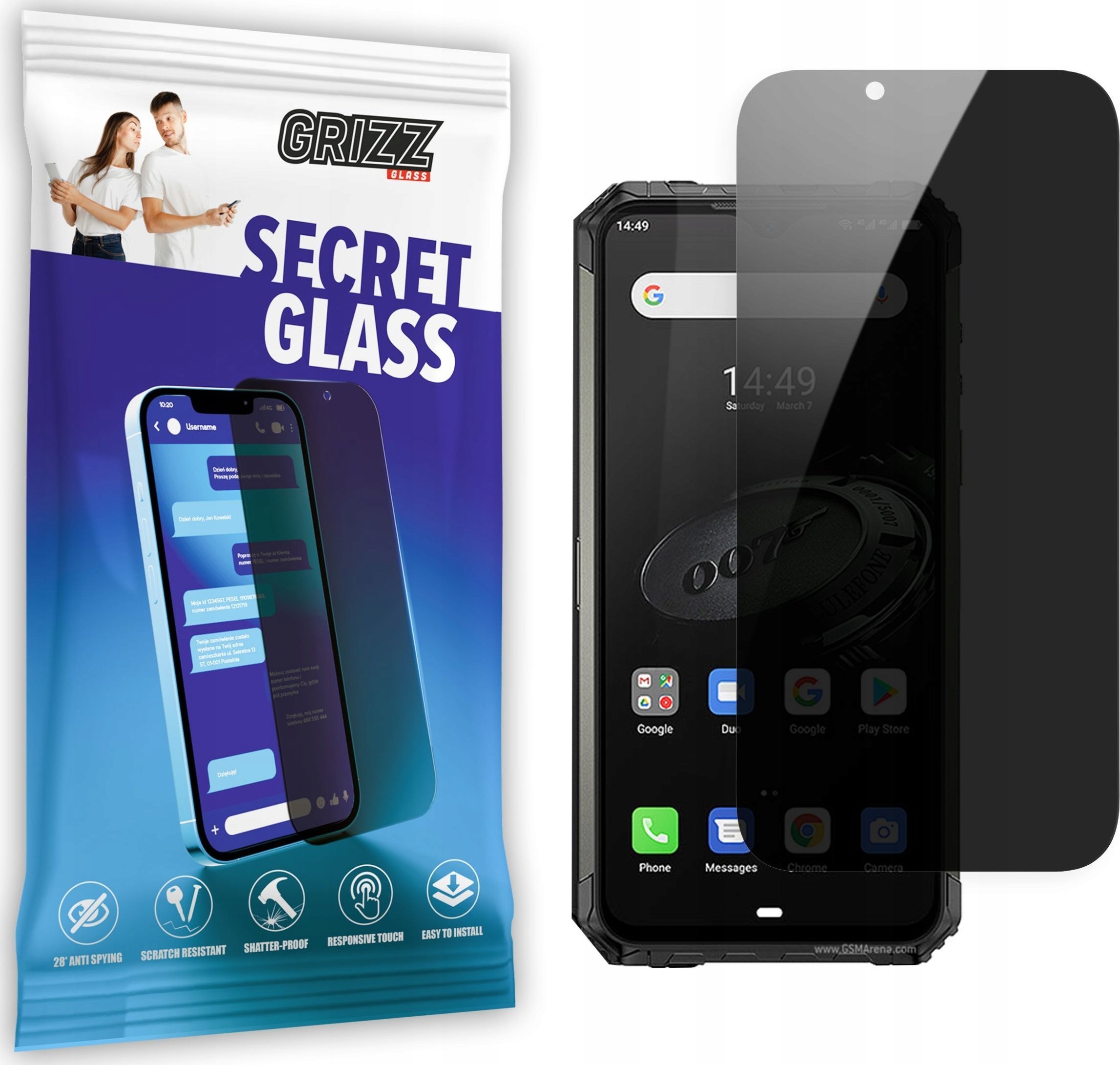 GrizzGlass Szkło prywatyzujące GrizzGlass SecretGlass Ulefone Armor 7e