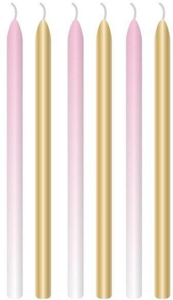 Świeczki urodzinowe ombre różowe 12cm 6szt.