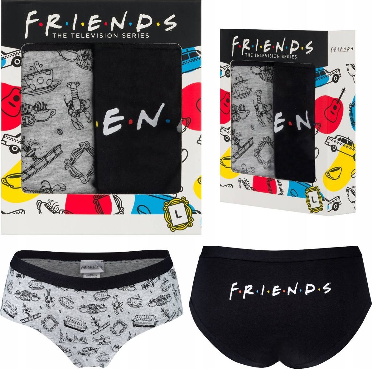 Soxo Zestaw 2x Majtki damskie SOXO Dzień Kobiet figi Friends L