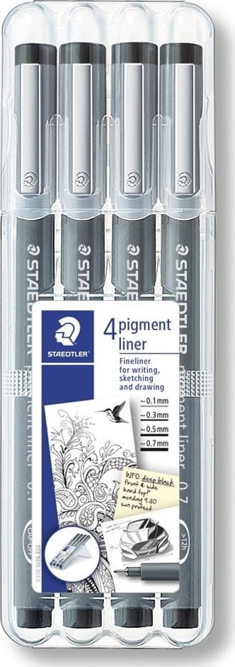 Pisak z atramentem pigmentowym zestaw 4 szt. (0.1 0.3 0.5 0.7mm) Staedtler