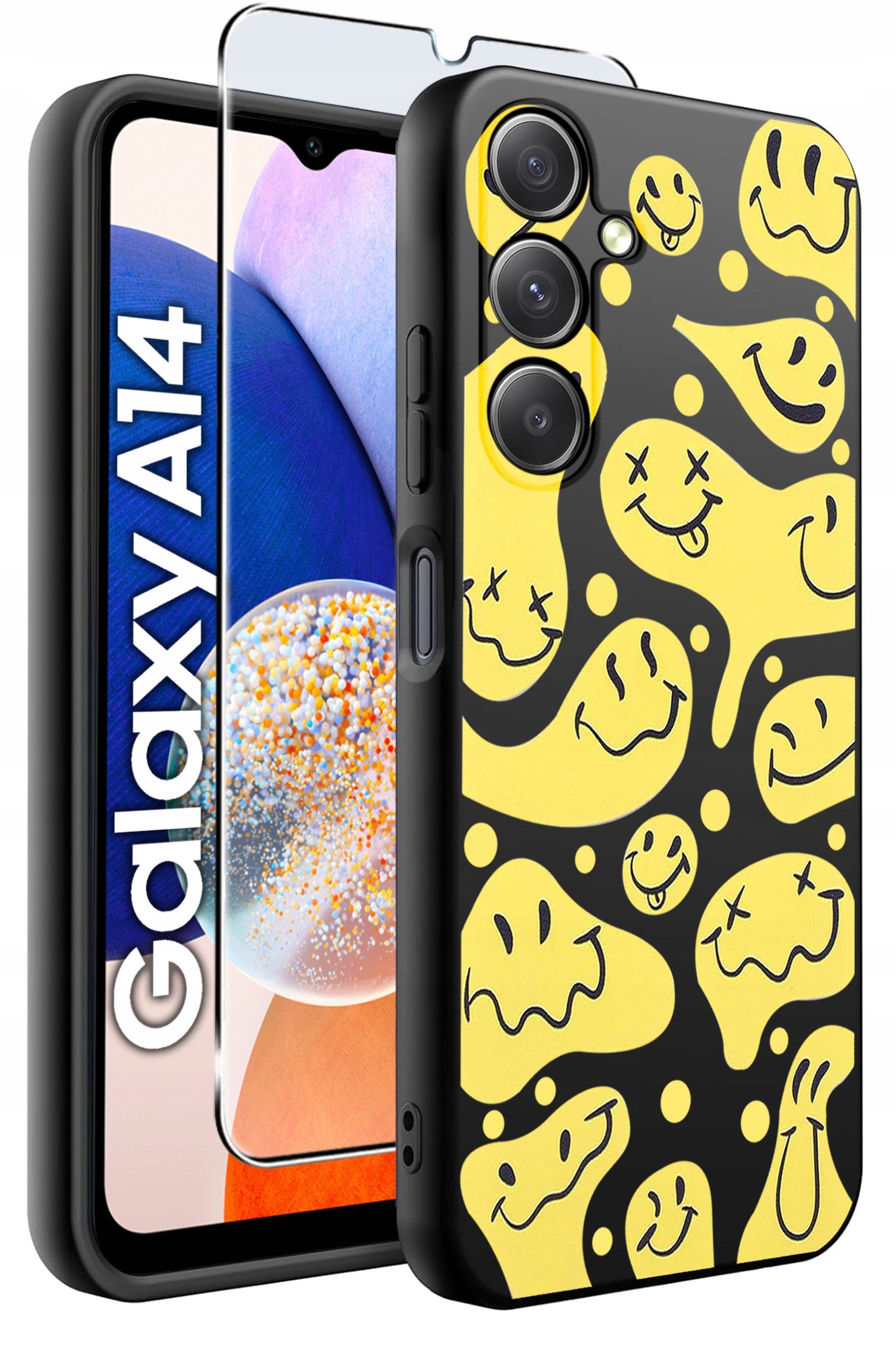 ETUI do Samsung A14 5G WZORY | SILIKONOWE MATT CASE + SZKŁO HARTOWANE 9H