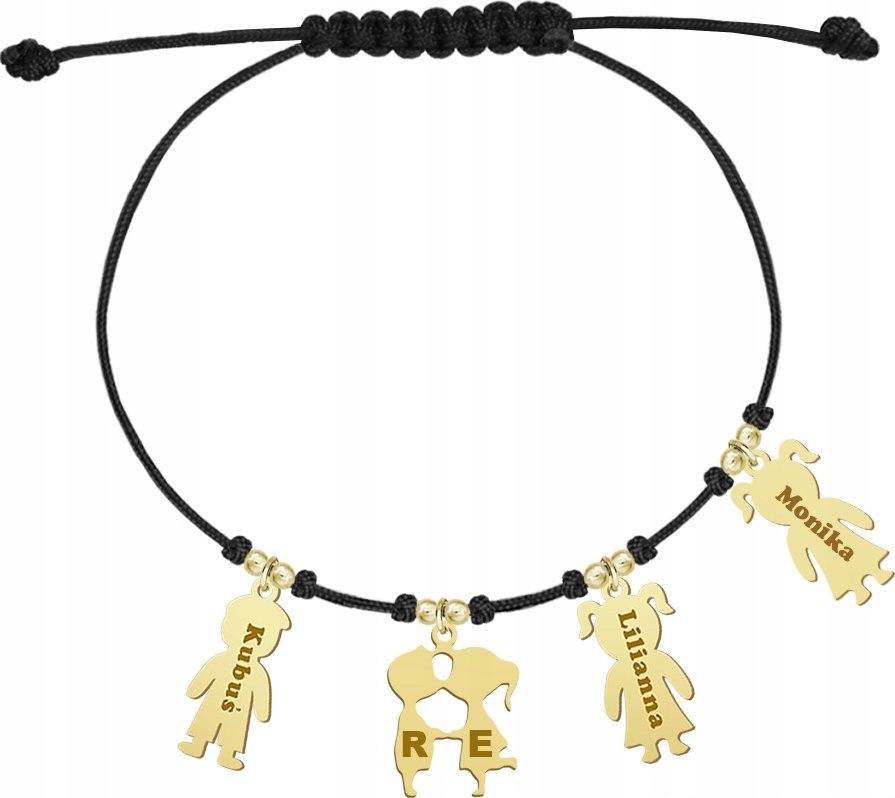 MEJK Jewellery Bransoletka Pozłacana Imię Dziecka Para Prezent 925 GRAWER DEDYKACJA GRATIS