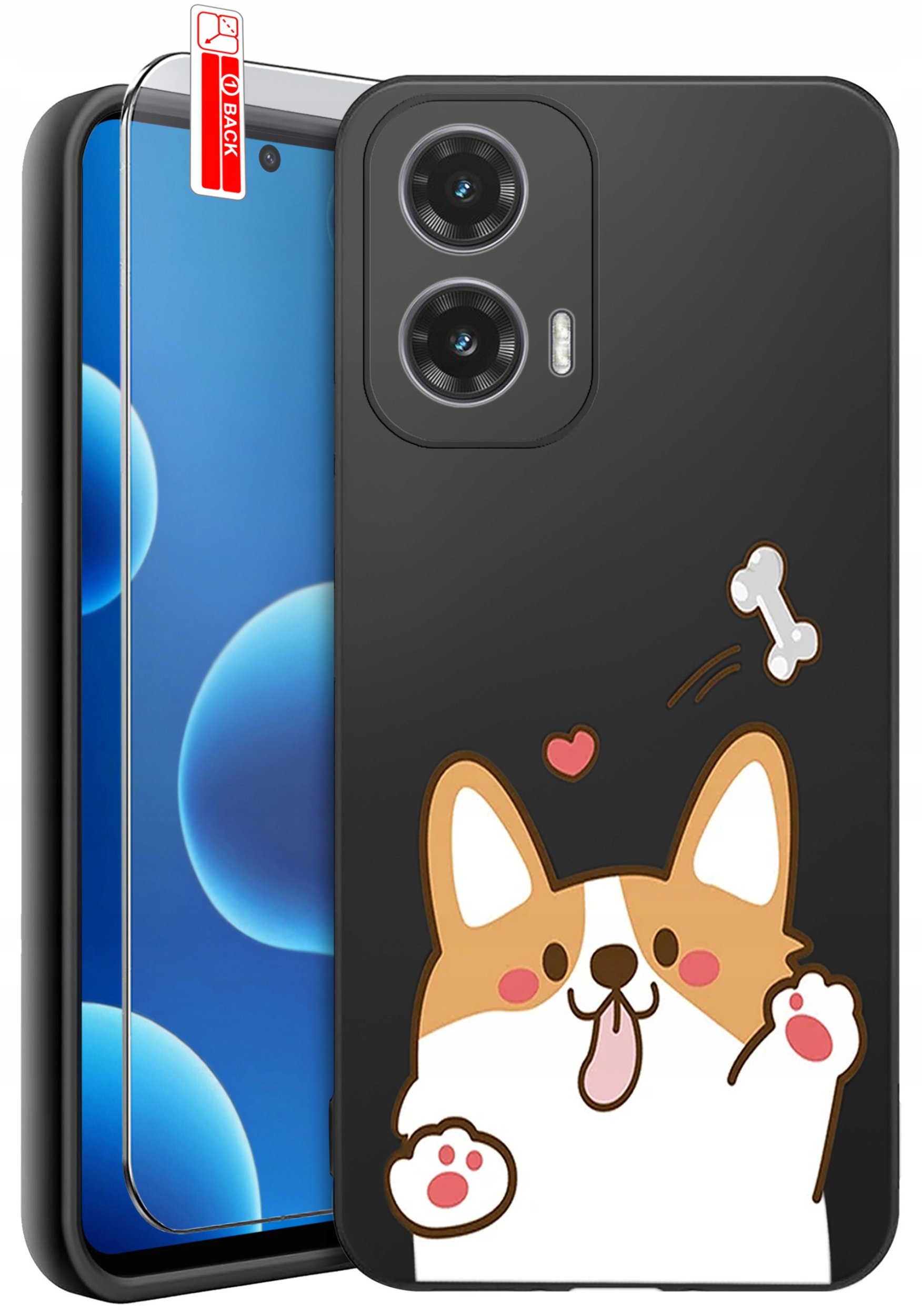 ETUI do Motorola Moto G45 5G | WZORY | SILIKONOWE MATT CASE + SZKŁO 9H