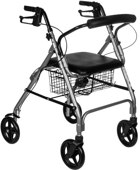 CHODZIK REHABILITACYJNY BALKONIK CZTEROKOŁOWY DENVER Z SIEDZISKIEM I KOSZEM NA ZAKUPY