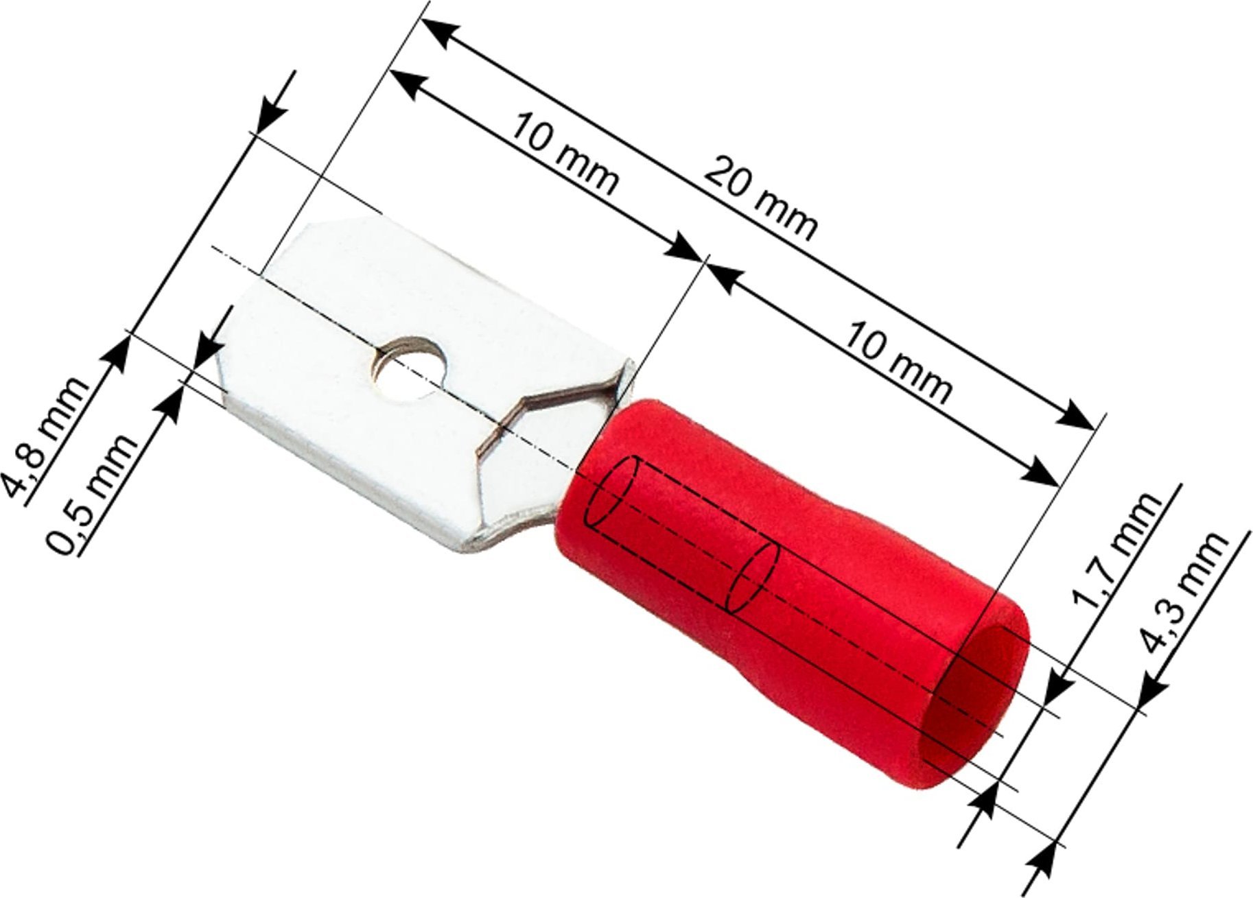 Blow 43-030# Konektor izol. płaski męski 4,8/0,5 czer