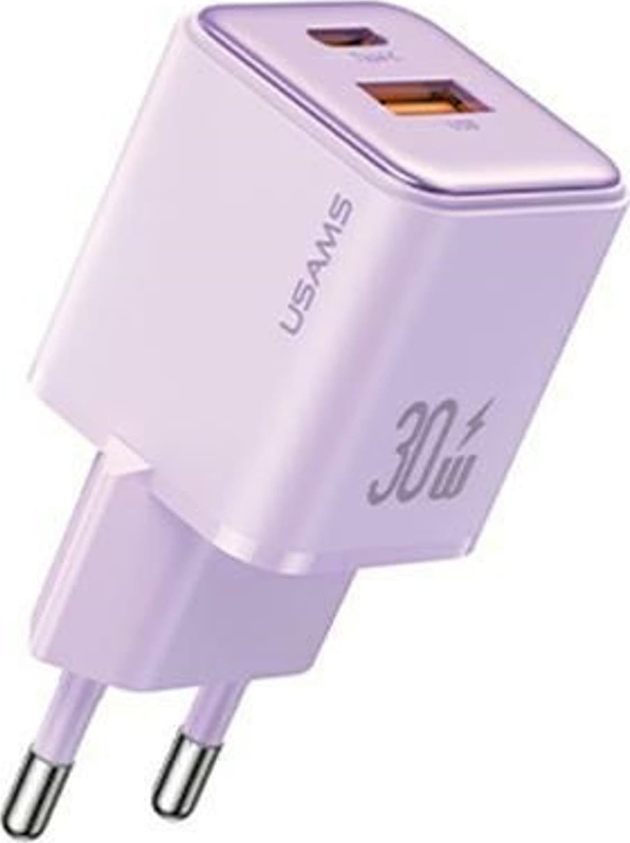 Ładowarka Usams USAMS Ład. siec. 1xUSB+1xUSB-C PD30W 3A (only head) PD3.0 Fast Charging purpurowy/purple X-ron Series CC189TC03 (US-CC189)