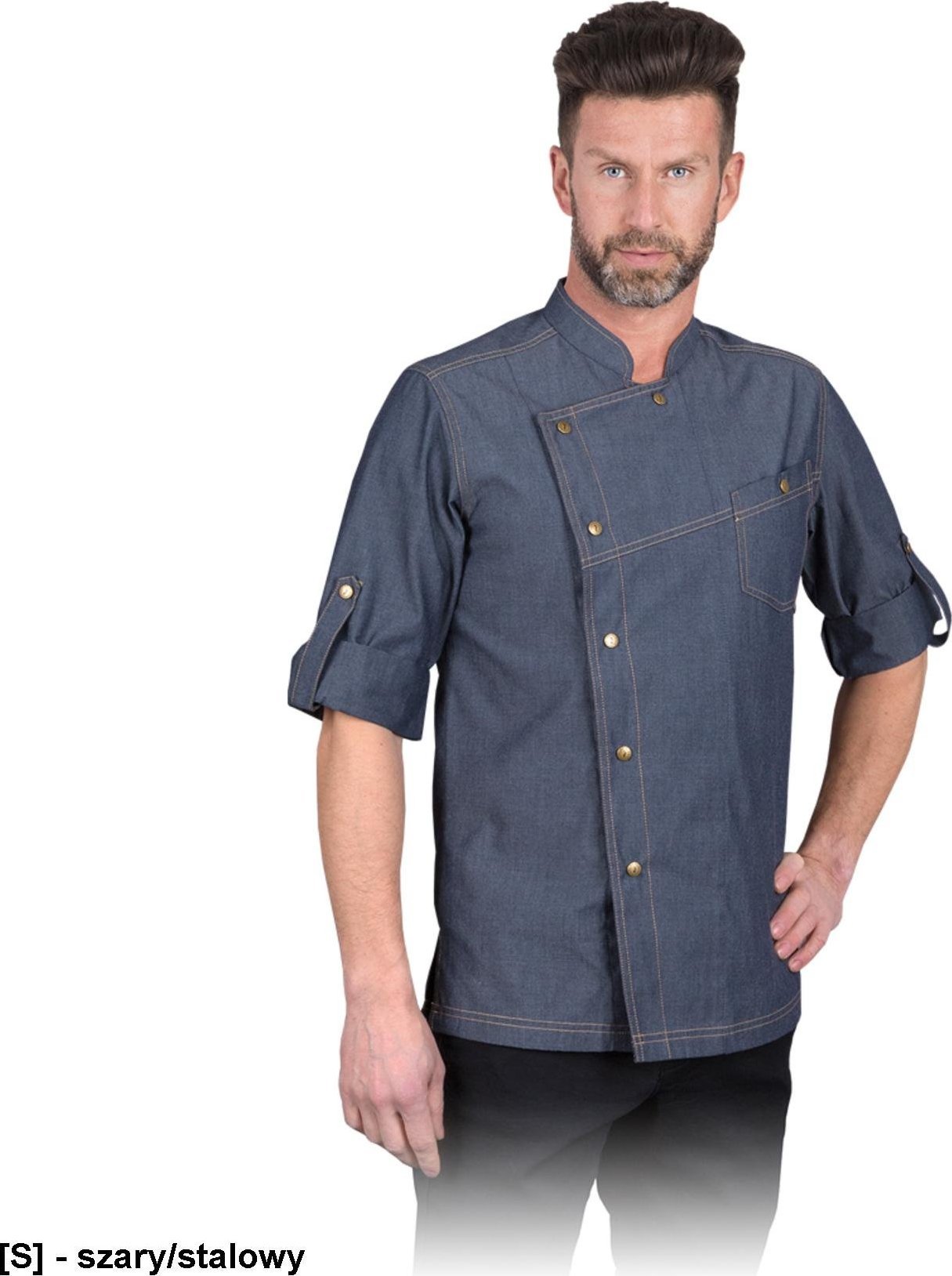 R.E.I.S. MAESTO - męska bluza z długim rękawem, 6 zatrzasków, 70% poliester, 30% bawełna, 180 g/m 2XL