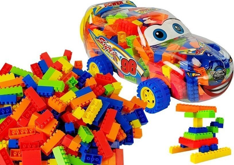 LeanToys Klocki Budowlane w Słoiku Samochód 35 cm 205 klocków