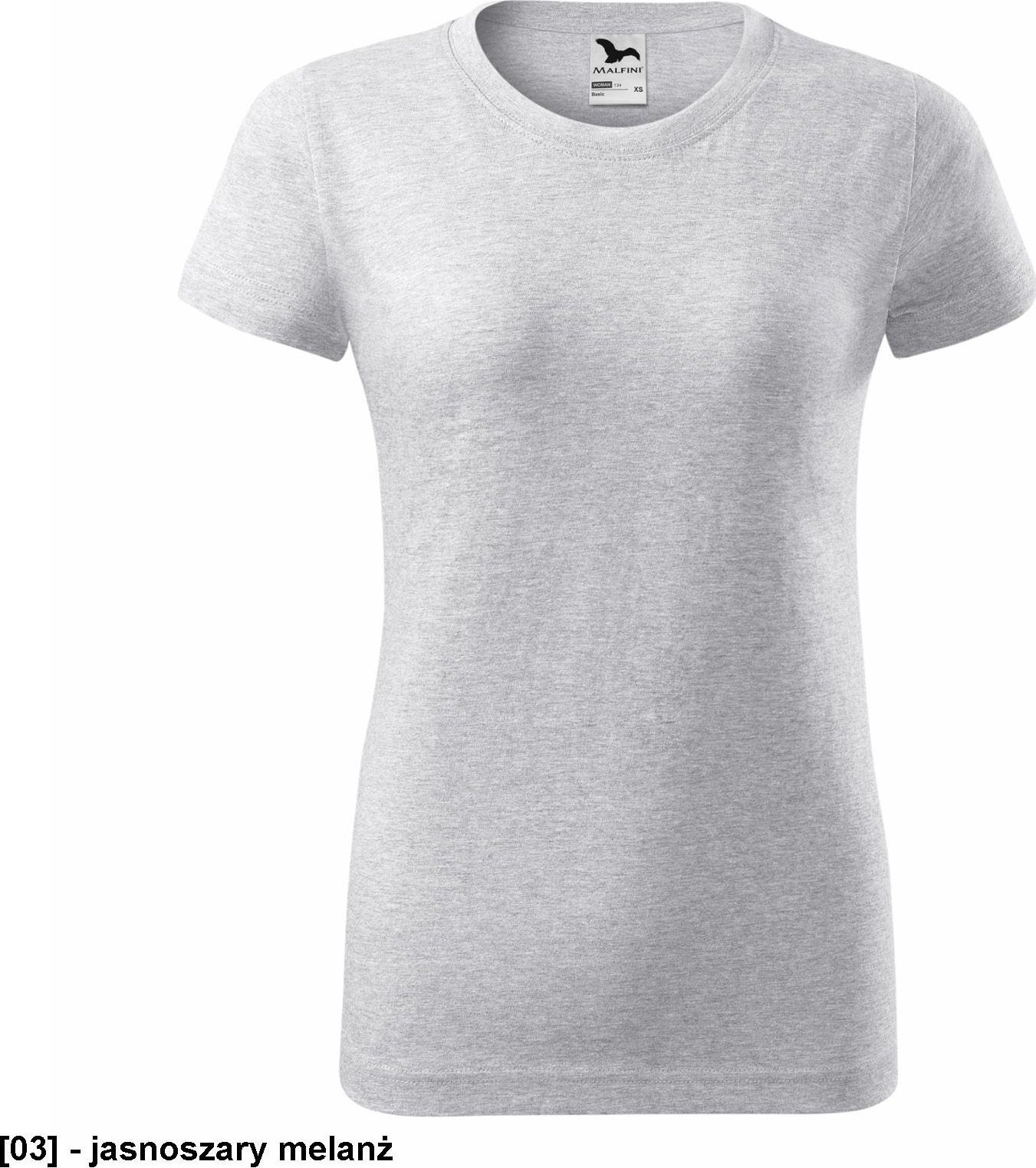 MALFINI Basic 134 - ADLER - Koszulka damska, 160 g/m2 - jasnoszary melanż 2XL