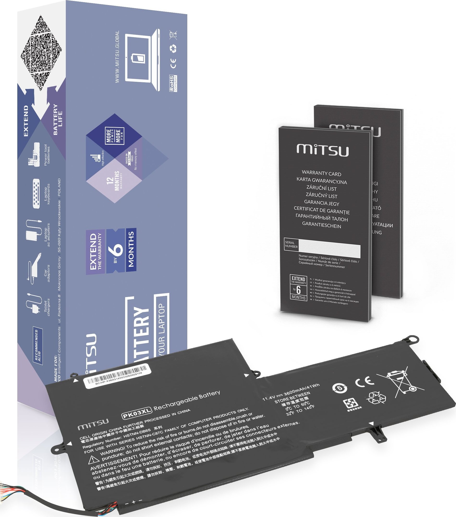 Zasilacz do laptopa Mitsu Bateria PK03XL do HP Envy x360 13 Spectre x360 13