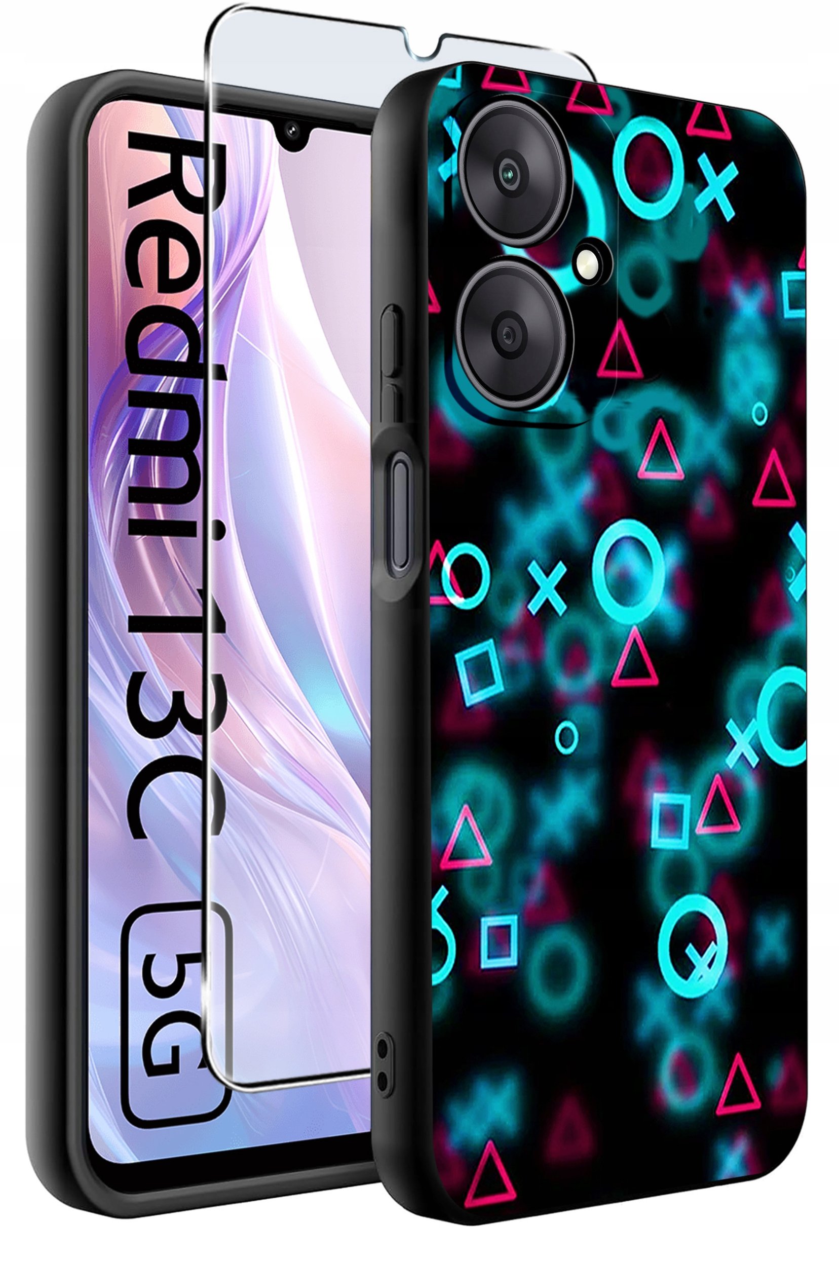 ETUI do Xiaomi Redmi 13C 5G WZORY |SILIKONOWE MATT CASE +SZKŁO HARTOWANE 9H