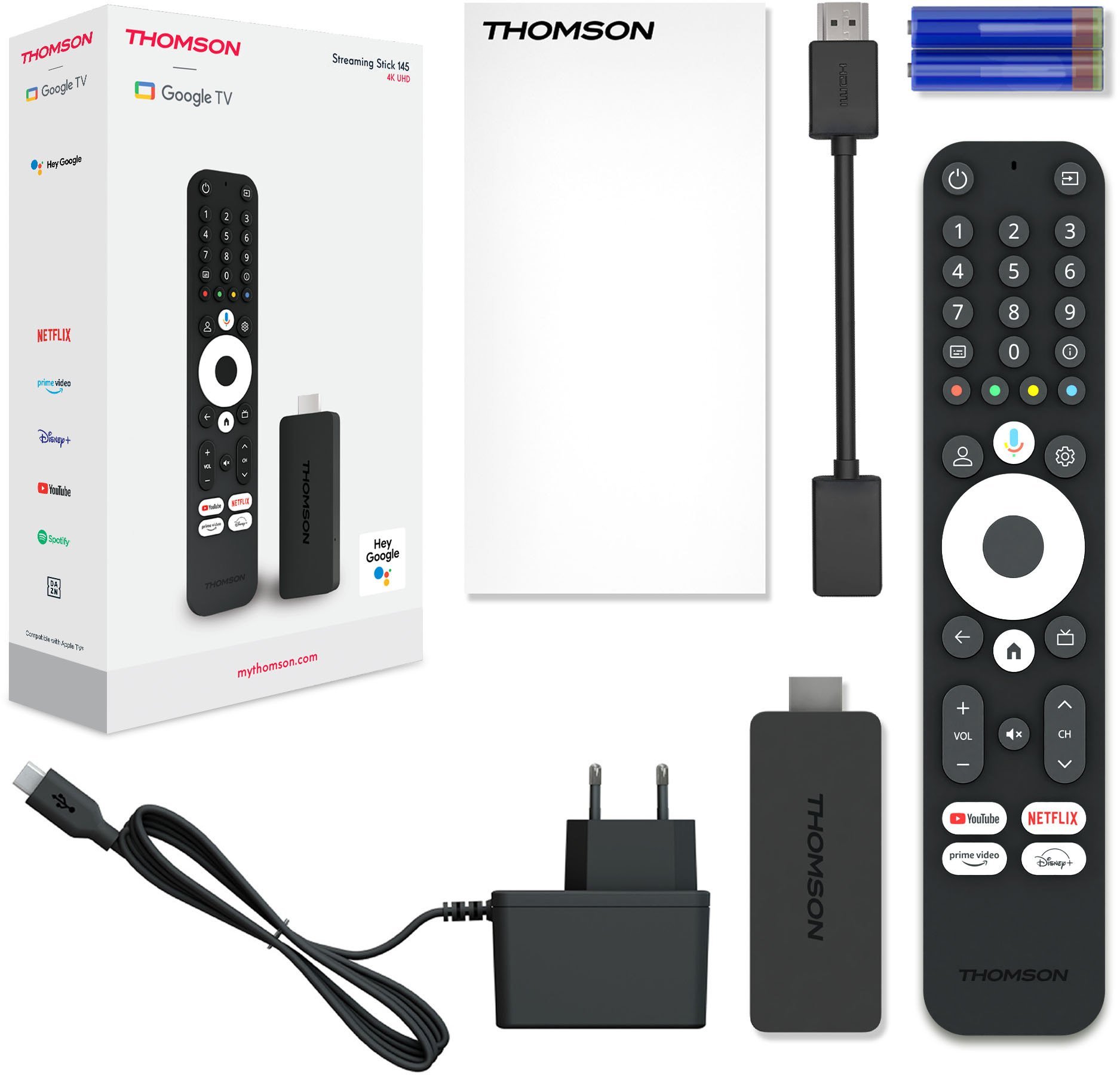 Odtwarzacz multimedialny Thomson Streaming Stick with Google TV 145 4K - Black