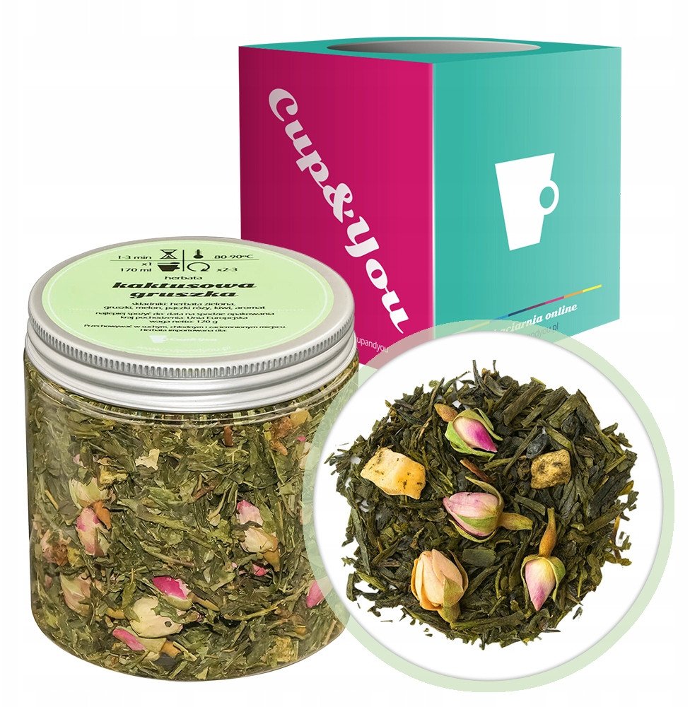 Herbata zielona KAKTUSOWA GRUSZKA melon pączki róży kiwi gruszki 120g - sypana liściasta herbata PREMIUM Cup&You